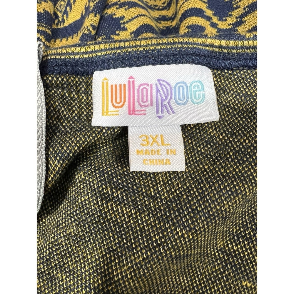 NWT LuLaRoe Amelia Dress 3XL Blue Gold Aztec Geometric Fit Flare Pleated Office - Picture 7 of 8